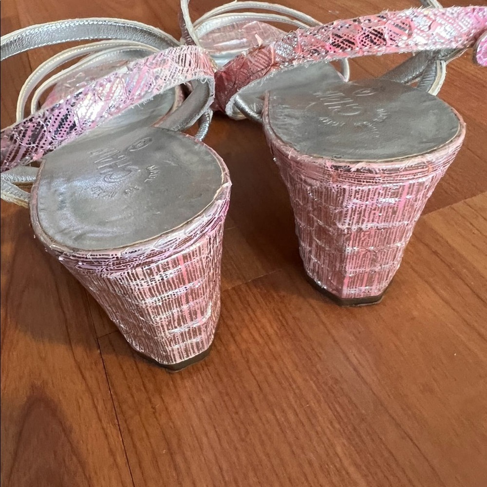 Chanel Multi-Color Metallic Open Toe Snakeskin Sl… - image 8